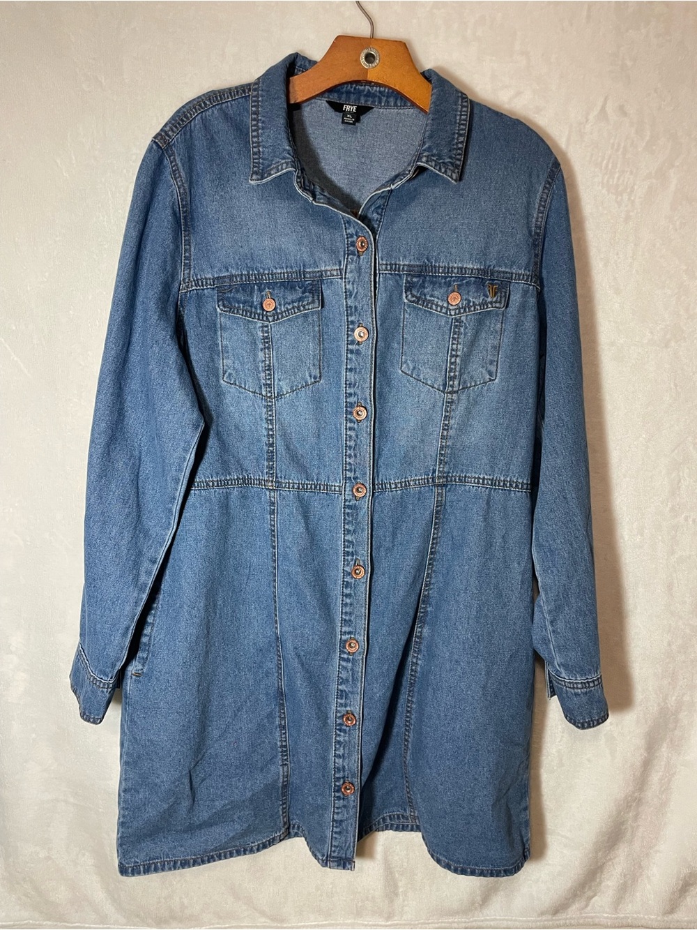 Frye Blue Denim Midi Shirt Dress